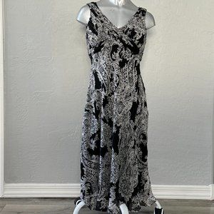 Black & Gray Silk Fit & Flare Dress